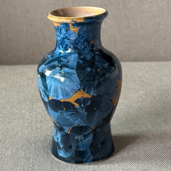 Crystalline Pottery Vase and Plate Handmade 2 Piece Set - Picture 4 of 11